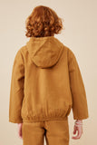 GK1211 Mustard Girls Buttoned Cargo Pocket Hooded Top Back