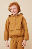 GK1211 Mustard Girls Buttoned Cargo Pocket Hooded Top Front 2