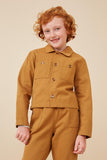 GK1212 Mustard Girls Button Up Chest Pocket Twill Shacket Front