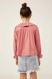 GK1246 Rose Girls Exaggerated Ruffle Placket Long Sleeve Top Back