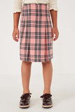 Pleated Plaid Midi Skirt