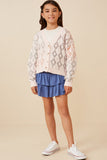 GK1344 BLUSH MIX Girls Ombre Diamond Cropped Button Cardigan Full Body