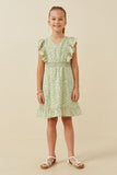 Floral Print Ruffled V Neck Smock Waist Dress