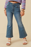 GK1396 DENIM Girls Flared Elastic Waist Stretch Denim Jeans Front