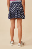 GK1407 Navy Girls Polka Dot Knit Flare Skirt Back