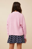 GK1415 PINK Girls Ribbed Button Down Dolman Sleeve Cardigan Back