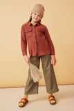 Girls Overdyed Textured Button Up Shirt Full Body