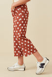 GK1462 RUST Girls Wide leg Polka Dot Patch Pocket Knit Pants Side