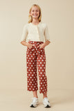 GK1462 RUST Girls Wide leg Polka Dot Patch Pocket Knit Pants Full Body