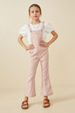 GK1467 Dusty Rose Girls Ditsy Floral Bell Bottom Overalls Front