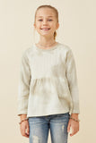 GK1470 Thyme Girls Cloud Printed Waffle Knit Raglan Peplum Top Front