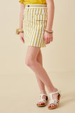 GK1549 Mustard Girls Striped Cargo Pocket Skirt Side