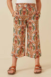 Smock Waist Paisley Print Wide leg Pants