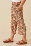 Girls Smock Waist Paisley Print Wide leg Pants Side