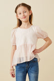 Floral Contrast Panel Chiffon Peplum Top