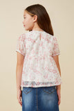 GK1684 Off White Girls Floral Eyelet Lace Ruffle Peplum Top Back