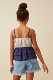 GK1728 Navy Girls Multi Stripe Colorblock Peplum Tank Back