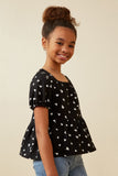 GK1771 Black Girls Heart Print Babydoll Top Side