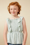 Handkerchief Print Smocked Ruffle Tank