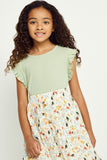 GN4033 SAGE Girls Textured Knit Ruffled Tank Front