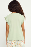 GN4033 SAGE Girls Textured Knit Ruffled Tank Back