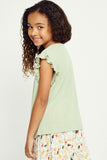 GN4033 SAGE Girls Textured Knit Ruffled Tank Detail