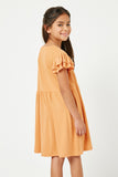 GN4037 CORAL Girls Layered Ruffle Sleeve Knit Rib Dress Back