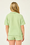 GN4068 SAGE Girls Textured Pocket Collared Shirt Back