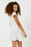 GN4085 CREAM Girls Embroidered Smocked Shoulder Ruffle Dress Back