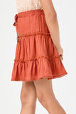 GN4116 RUST Girls Crochet Hem Tiered Ruffle Skirt Detail