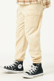 GN4216 CREAM Girls Corduroy Zip Fly Cargo Joggers Side