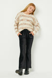 GN4221 BLACK Girls Wide Leg Velvet Corduroy Pants Full Body