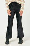 GN4221 BLACK Girls Wide Leg Velvet Corduroy Pants Detail