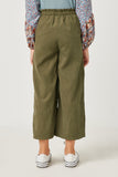 GN4267 OLIVE Girls Brushed Elastic Waist Wide Leg Pants Back