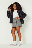 Buttoned Checkered Print Wrap Skort