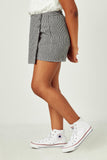 GN4306 BLACK Girls Buttoned Checkered Print Wrap Skort Side 2