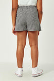 GN4306 BLACK Girls Buttoned Checkered Print Wrap Skort Back