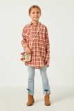 Plaid Oversize Pocket Button Up Long Sleeve Shirt