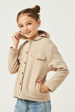 GN4357 STONE Girls Buttoned Hooded Knit Jacket Detail