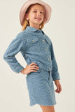 GN4378 Denim Girls Herringbone Textured Denim Jacket Side