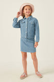 GN4378 Denim Girls Herringbone Textured Denim Jacket Full Body