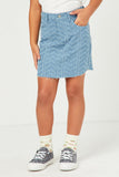 GN4379 Denim Girls Herringbone Textured Denim Skirt Front