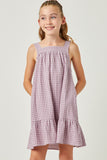 Checkered Ruffle Hem Sleeveless Dress