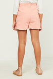 GN4511 Blush Girls Paperbag Waist Washed Distressed Shorts Back