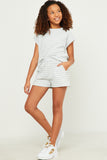 Textured Stripe Elastic Waist Shorts