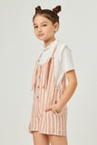 GN4644 BLUSH Girls Striped Button Detail Tie Knot Romper Side