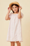 GN4652 Blush Girls Lace Seersucker Smocked Dress Front