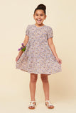 Ditsy Floral Tiered Puff Sleeve V Neck Dress