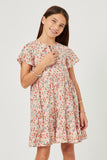 Floral Print Tiered Tie Detail Dress