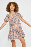 GY1041-Mauve Leopard Button-Down Swing Dress Front